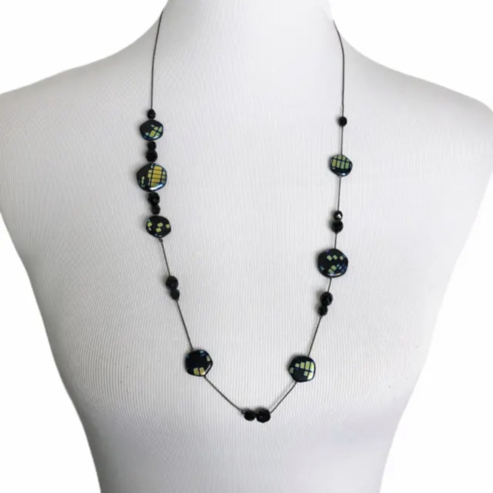 Iridescent Art Glass Beaded Necklace Multicolor